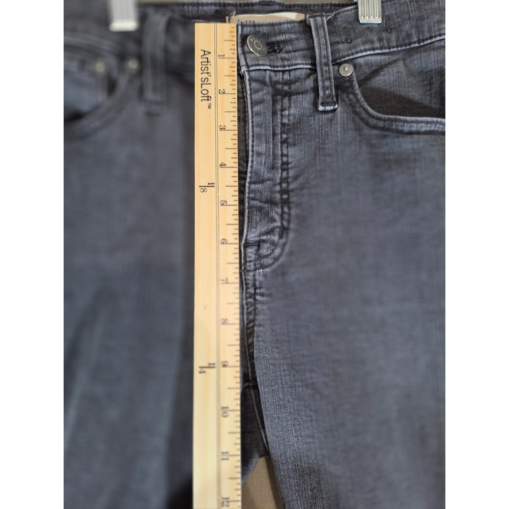 Madewell Cali Demi-Boot Jeans 26T Faded Black High Rise Raw Hem Stretch Denim - Picture 6 of 9